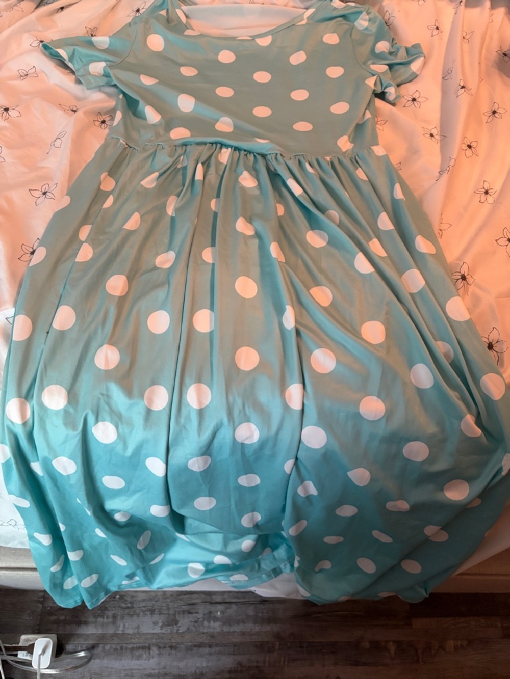 No brand Aqua Polka Dot Fit & Flare Dress